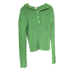 Y2K 2000s‎ Aeropostale Green Sweater Hoodie M Chunky Knit with Buttons Soft Cozy